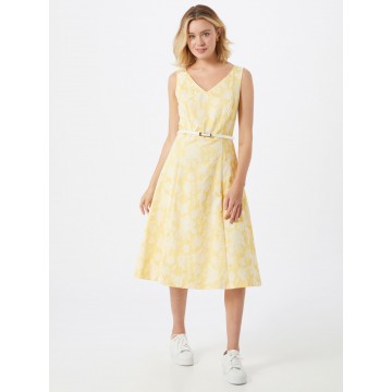 COMMA Kleid in gelb / weiß