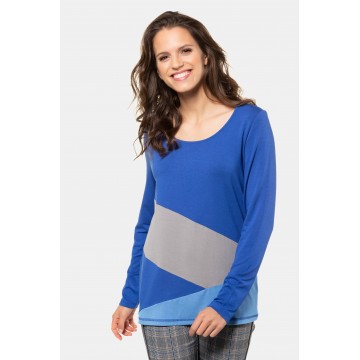 Gina Laura Gina Laura Damen Shirt, Colorblocking, Langarm 725421 in blau / grau