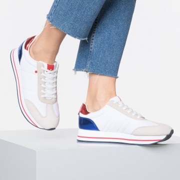 s.Oliver Sneaker in beige / blau / rot / weiß