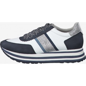 TAMARIS Sneaker in dunkelblau / silber / weiß
