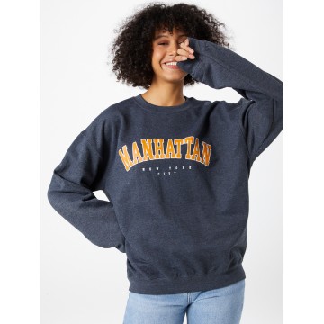Missguided Sweatshirt 'MANHATTAN' in goldgelb / dunkelgrau / weiß