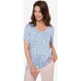 Gina Laura T-Shirt in blau / lachs / weiß