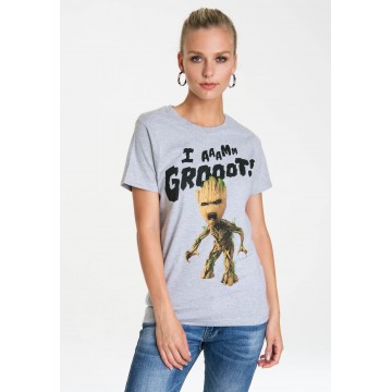 LOGOSHIRT T-Shirt 'I Aaamm Groot!' in grau / mischfarben
