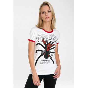 LOGOSHIRT T-Shirt 'Spider-Man' in rot / weiß