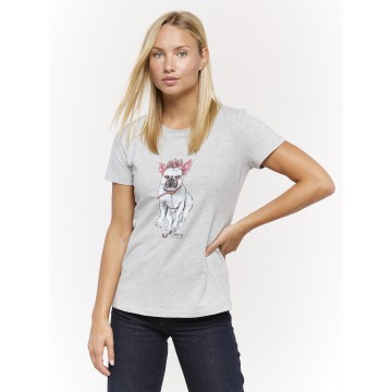 LOOKS by Wolfgang Joop T-Shirt ' Dog-Print ' in graumeliert