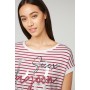 Soccx Gestreiftes T-Shirt mit Wording Print in rot / weiß