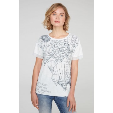 Soccx T-Shirt Loose Fit mit Artwork in weiß