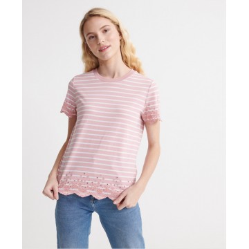 Superdry Summer Schiffli T-Shirt in rosa