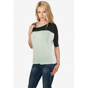 Urban Classics Shirt in pastellgrün / dunkelgrün / weiß